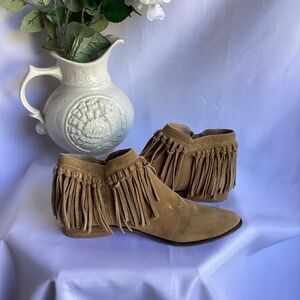 Aldo Camel Ankle Boot with Fringe